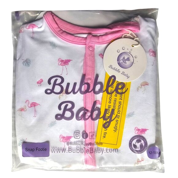 Bubble Baby Flamingo Print Bamboo Snap Footie Romper 12-18M NWT‎ - Picture 4 of 6